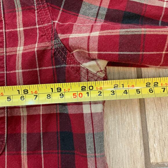 Carhartt Plaid Flannel Shirt Men M Red Button Front Cotton Long Sleeve Fall 2012 - Picture 6 of 7